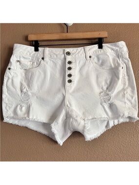 Torrid White Distressed Button Fly Jean Shorts Size 16